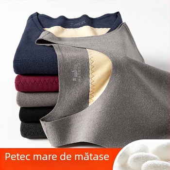 Vesta caldă De Rong pentru bărbați, căptușită cu fleece, fără mâneci, strat gros de bază pentru toamnă și iarnă