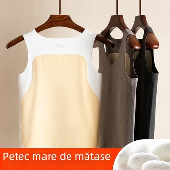 Vesta caldă De Rong pentru bărbați, căptușită cu fleece, fără mâneci, strat gros de bază pentru toamnă și iarnă