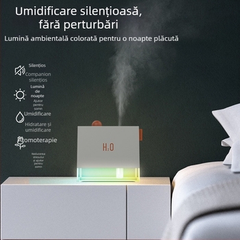 Ben Qin Box umidificator de birou pentru aromaterapie, cu pulverizare și lumină ambiental colorată, mic și silențios