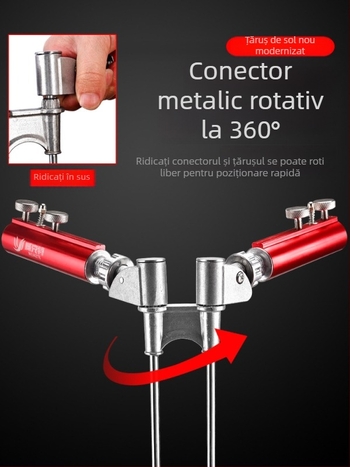 Suport pentru undițe cu plug în pământ, bază universală dublă, pliabil din aliaj de aluminiu