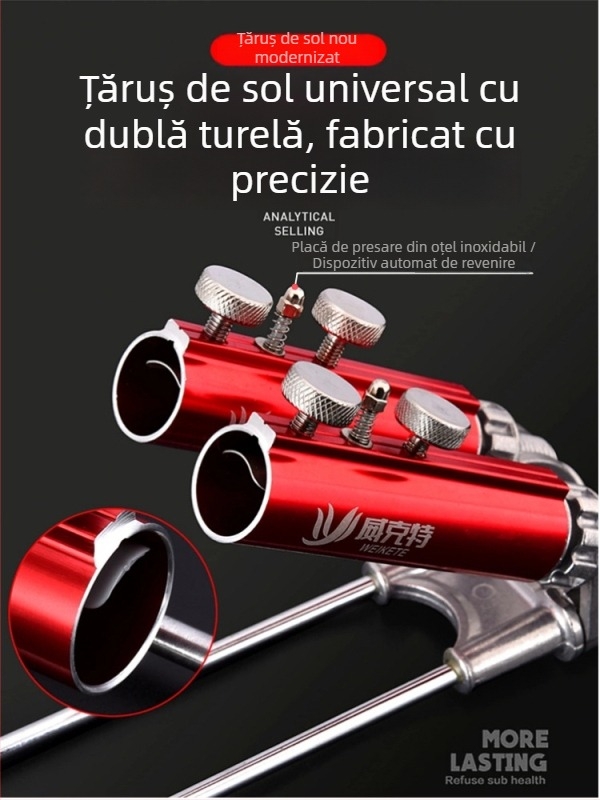 Suport pentru undițe cu plug în pământ, bază universală dublă, pliabil din aliaj de aluminiu