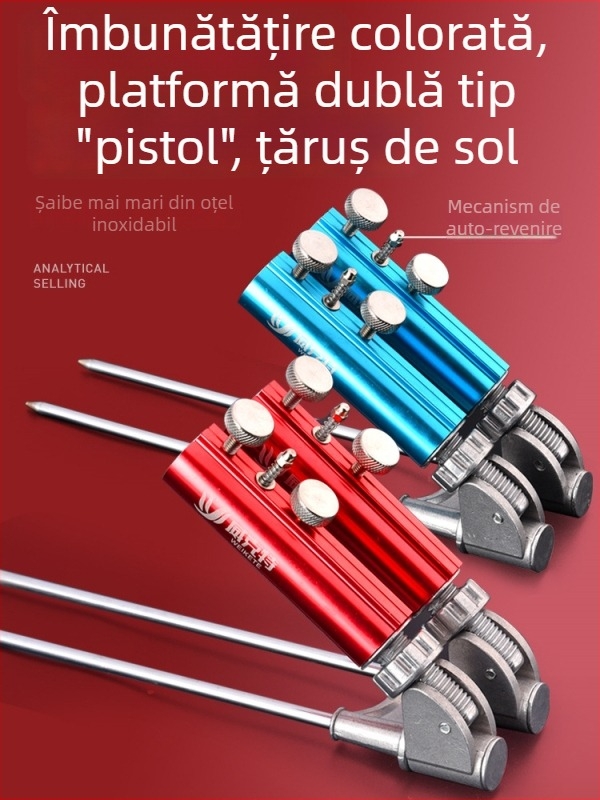 Suport pentru undițe cu plug în pământ, bază universală dublă, pliabil din aliaj de aluminiu