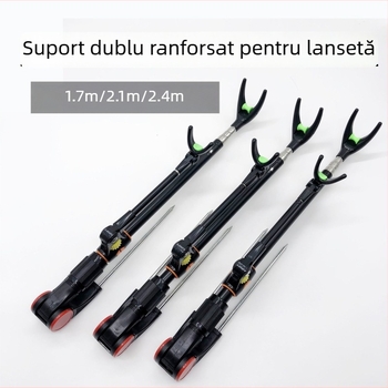 Suport din oțel inoxidabil pentru undițe, suport de pescuit cu două scopuri, suport cu țăruș pentru cutia de echipament