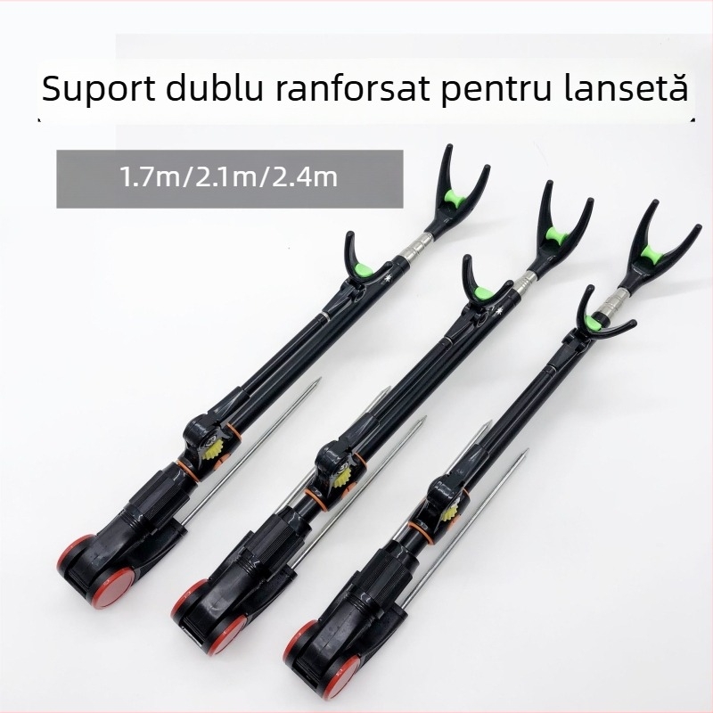 Suport din oțel inoxidabil pentru undițe, suport de pescuit cu două scopuri, suport cu țăruș pentru cutia de echipament