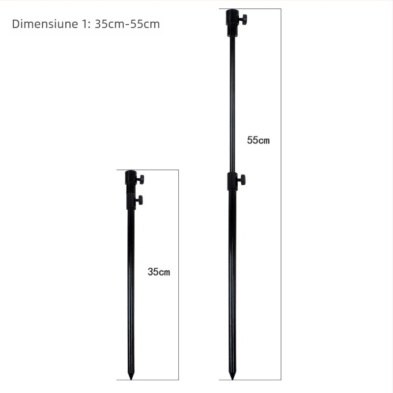 Coolo adaptor din aliaj de aluminiu, telescopic cu două secțiuni pentru pescuit carp în stil european, suport pentru sol