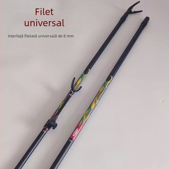 Suport din fibră de carbon pentru undițe, 2,1–2,4 m, utilizare duală pentru cutie de pescuit și plasă, tijă ușoară și rigidă
