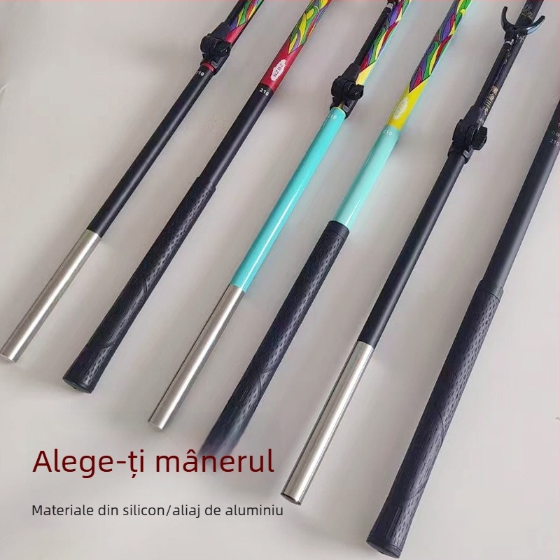 Suport din fibră de carbon pentru undițe, 2,1–2,4 m, utilizare duală pentru cutie de pescuit și plasă, tijă ușoară și rigidă