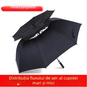 Umbrelă golf de 30 inch, strat dublu respirabil, mâner lung, deschidere automată, rezistență la vânt, imprimare logo disponibilă