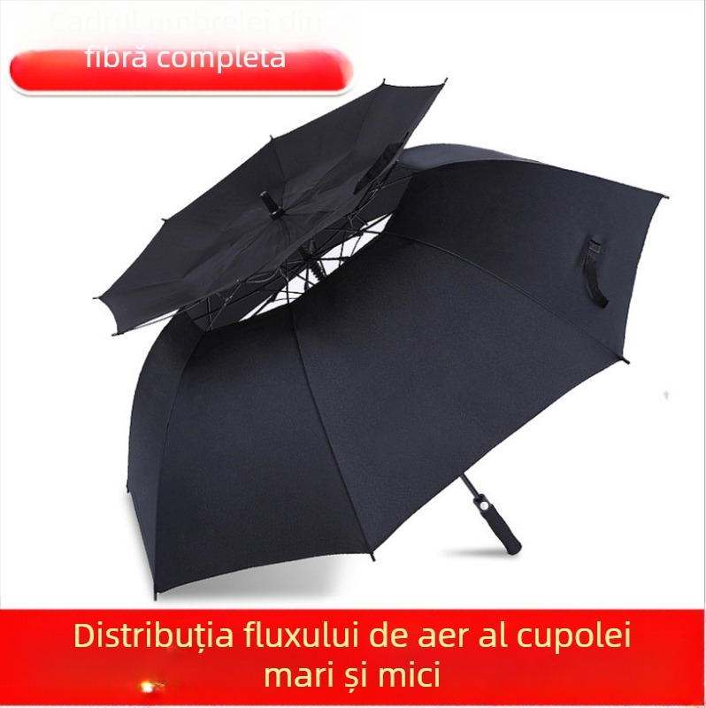 Umbrelă golf de 30 inch, strat dublu respirabil, mâner lung, deschidere automată, rezistență la vânt, imprimare logo disponibilă