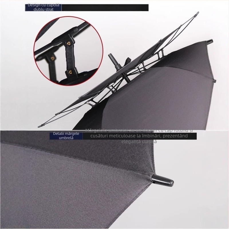 Umbrelă golf de 30 inch, strat dublu respirabil, mâner lung, deschidere automată, rezistență la vânt, imprimare logo disponibilă