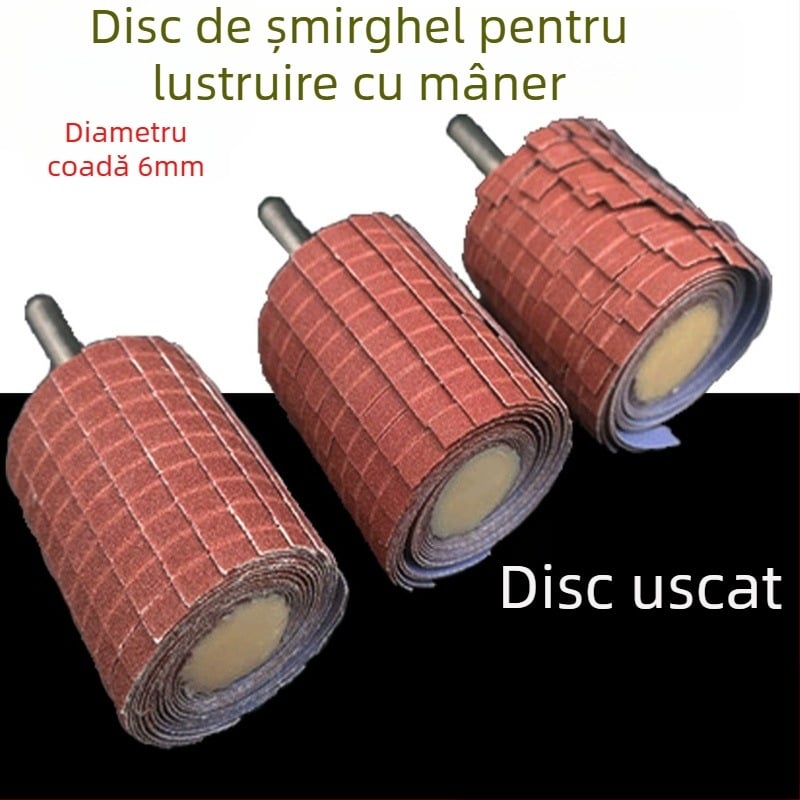 Set cu 6 mânere pentru discuri abrazive, cu mâner și cap de șlefuire pentru relief curbat în sculptură în lemn și polisare