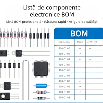 Componente electronice: listă BOM pentru diode, cipuri IC, tranzistori MOS, rezistențe și condensatoare — achiziție într-un singur loc