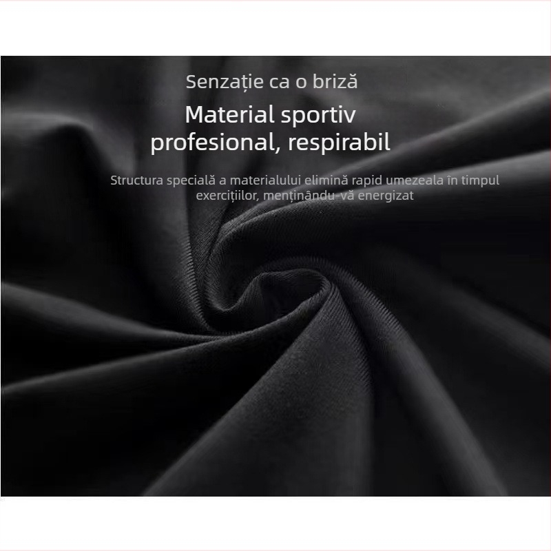 Tricou de compresie pentru bărbați, cu elasticitate înaltă, uscare rapidă și respirabil, pentru antrenament și alergare, guler înalt, mâneci scurte