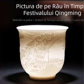 Ceașcă de ceai din porțelan crem, în stil chinezesc, pentru degustare de ceai