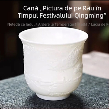 Ceașcă de ceai din porțelan crem, în stil chinezesc, pentru degustare de ceai