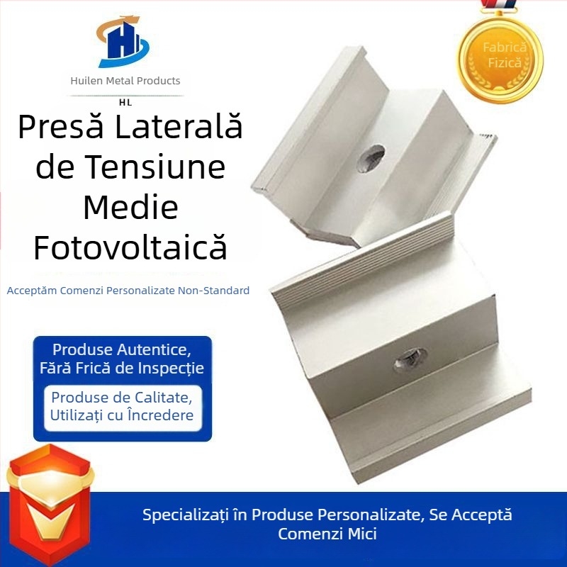 Set de accesorii pentru montaj fotovoltaic din aliaj de aluminiu: bloc de presiune medie și conector seismic cu presiune laterală