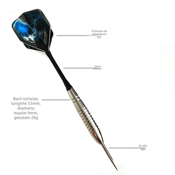 CyeeLife Set de darts dure 20 g, cu nichelare, 6 bucăți, cu țevi din aluminiu și vârfuri de săgeți
