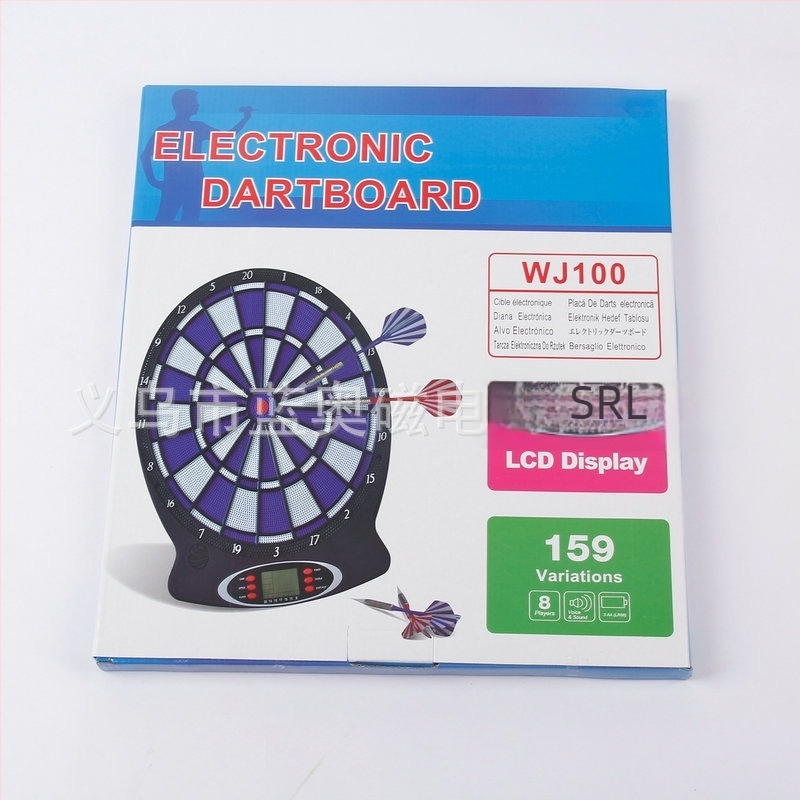 Set de darts electronic interior cu scorare automată inductivă, material PP, albastru-alb sau negru-alb