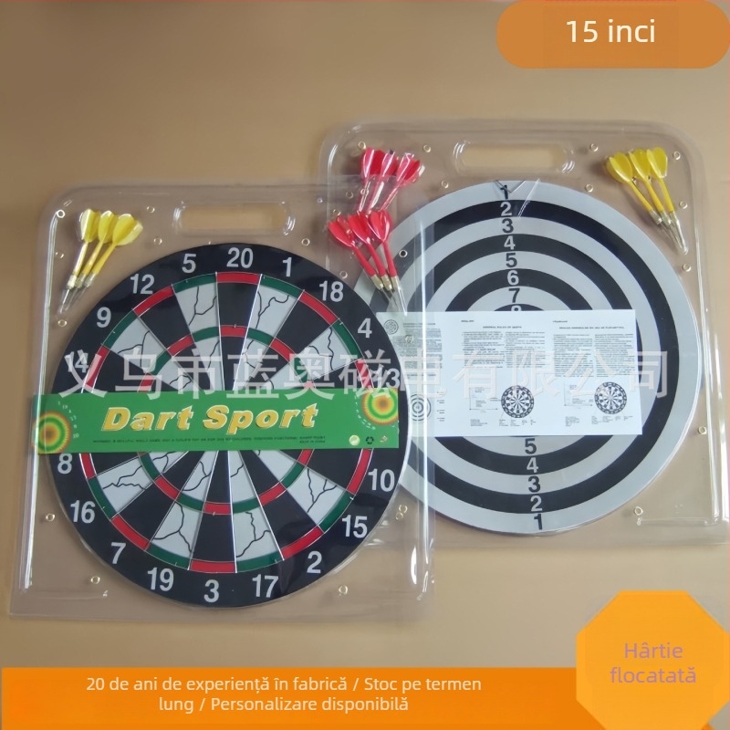 Set de darts de 15 inch, placă de țintă profesională cu două fețe, tip ac, pentru exerciții acasă și jocuri