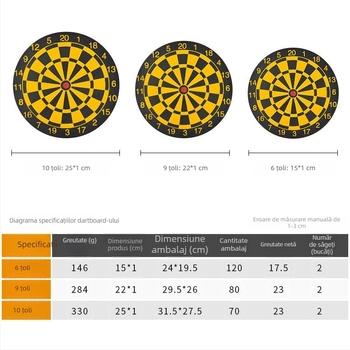 Dartboard din hârtie pentru uz casnic, țintă mică de antrenament, dimensiuni 6, 9 și 10 inch