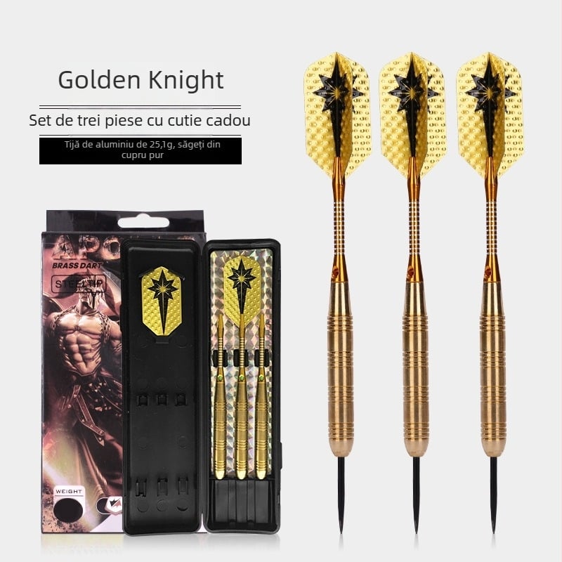 Walmos set de darts cu țevi din aluminiu solide și săgeți din cupru, Cavalerul de Aur 25 g, 12 seturi