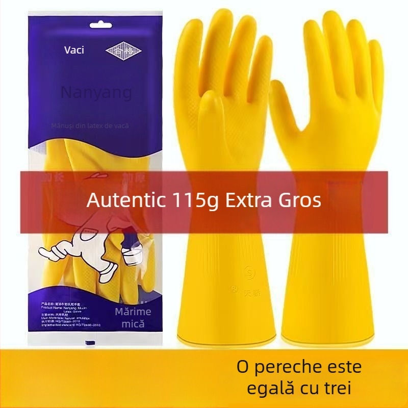 Mănuși din latex cauciuc, groase, pentru uz casnic, impermeabile la bucătărie și spălat vase, rezistente la uzură și durabile; material: tendon de vită.