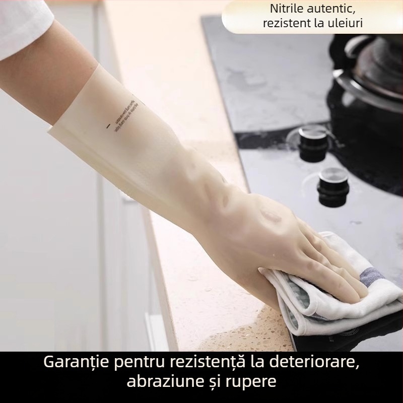 Mănuși din nitril pentru vase, durabile, căptușite cu fleece, întărite, impermeabile, pentru bucătărie casnică