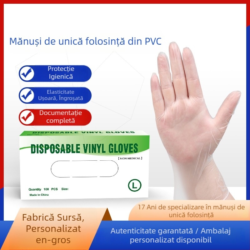Mănuși PVC de unică folosință pentru uz casnic și bucătărie, rezistente la ulei, durabile, antialunecare