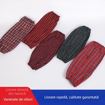 Manșete din bumbac rezistente la ulei pentru atelier, protecție a brațelor la muncă și curățare, mărime universală, model carouri/în carouri