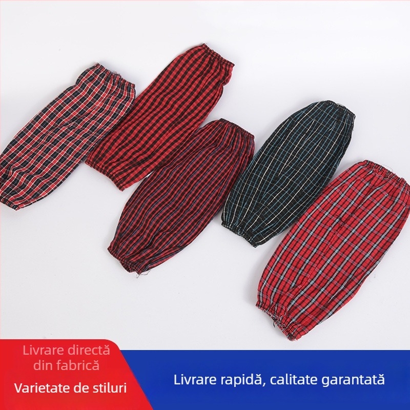 Manșete din bumbac rezistente la ulei pentru atelier, protecție a brațelor la muncă și curățare, mărime universală, model carouri/în carouri