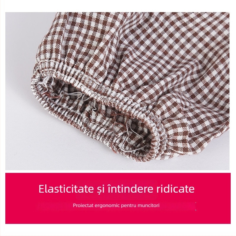 Manșete din bumbac rezistente la ulei pentru atelier, protecție a brațelor la muncă și curățare, mărime universală, model carouri/în carouri