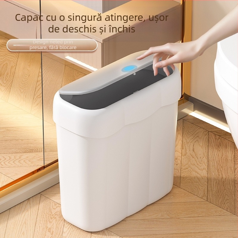 Coș de gunoi cu capac, stil subțire, pentru birou, casă, baie, bucătărie și sufragerie