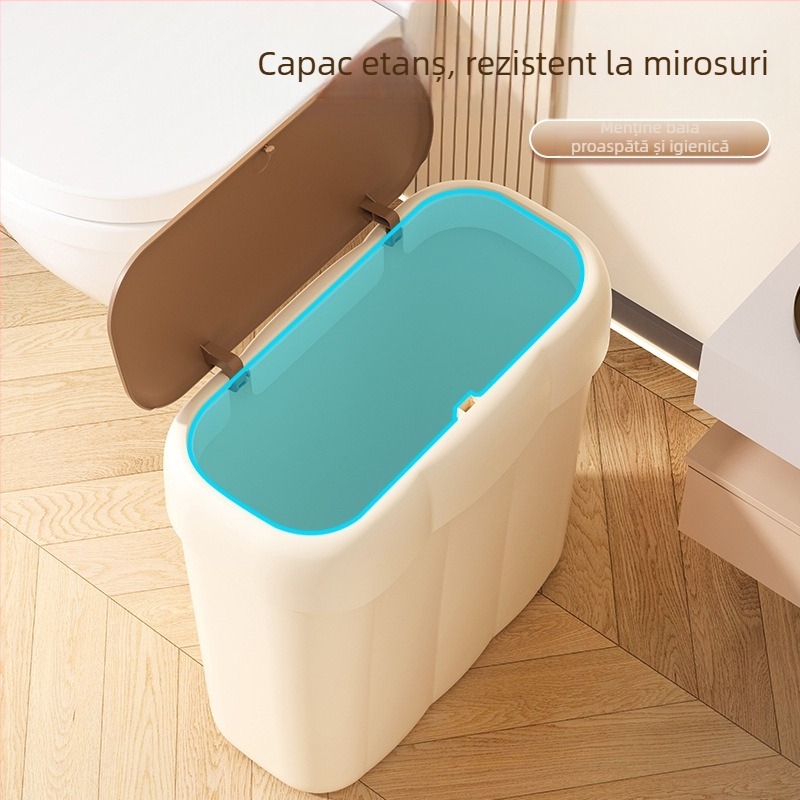 Coș de gunoi cu capac, stil subțire, pentru birou, casă, baie, bucătărie și sufragerie