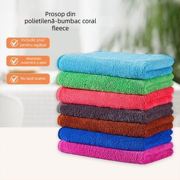 Cârpă dublu strat din fleece coral, absorbantă și fără scame, pentru vase în bucătărie și curățare a podelei