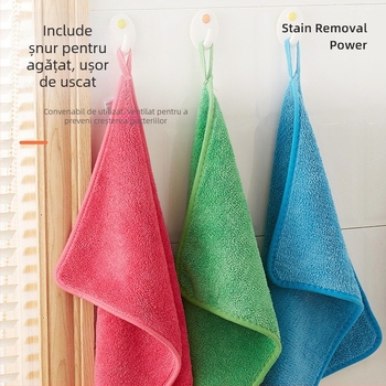 Cârpă dublu strat din fleece coral, absorbantă și fără scame, pentru vase în bucătărie și curățare a podelei