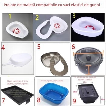 Sac de olită pentru adulți, plastic elastic, îngroșat și mărit, pentru toaletă portabilă