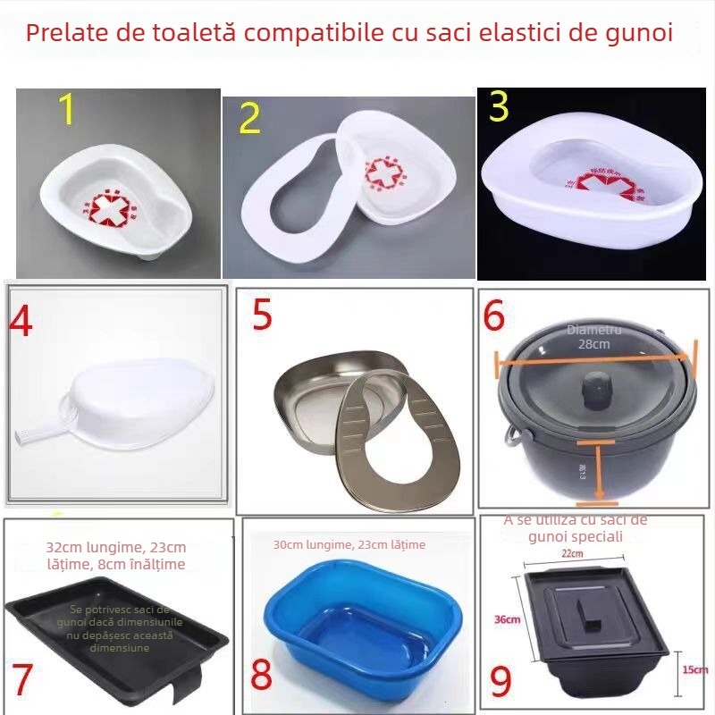 Sac de olită pentru adulți, plastic elastic, îngroșat și mărit, pentru toaletă portabilă