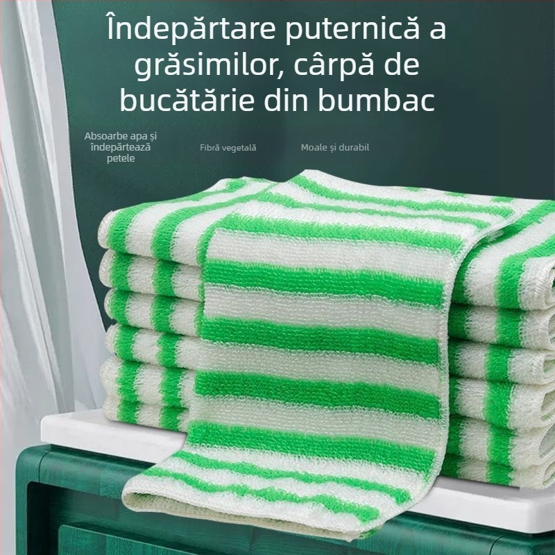 Cârpa de vase din fibre de bambus, cu dungi, foarte absorbantă, rezistentă la ulei