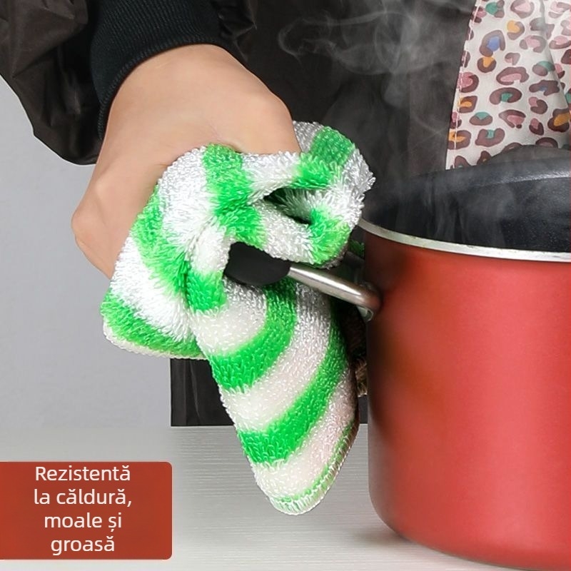 Cârpa de vase din fibre de bambus, cu dungi, foarte absorbantă, rezistentă la ulei