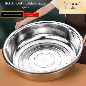 Vas din oțel inoxidabil, grosime extra – vas mare pentru uz casnic și comercial, pentru spălare, frământare aluat, spălare față, haine și baie