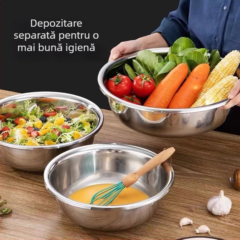 Vas din oțel inoxidabil, grosime extra – vas mare pentru uz casnic și comercial, pentru spălare, frământare aluat, spălare față, haine și baie