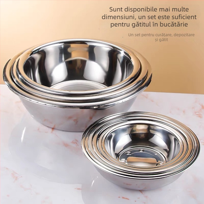 Vas din oțel inoxidabil, grosime extra – vas mare pentru uz casnic și comercial, pentru spălare, frământare aluat, spălare față, haine și baie