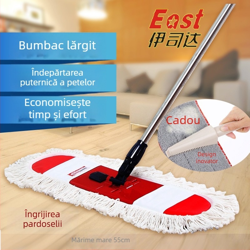 ISDA mop plat extra-larg pentru plăci și podele din lemn, cap rotativ - utilizare dublă