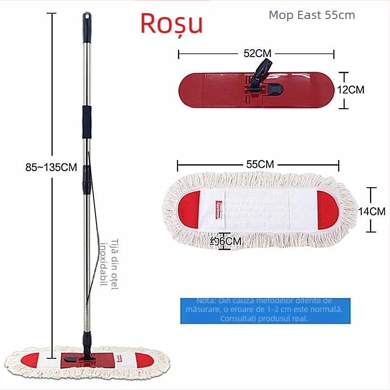 ISDA mop plat extra-larg pentru plăci și podele din lemn, cap rotativ - utilizare dublă