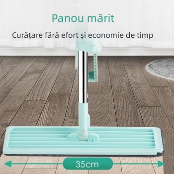 Mop plat, fără atingere, pentru curățare uscată și umedă a podelelor din lemn, dimensiune mare