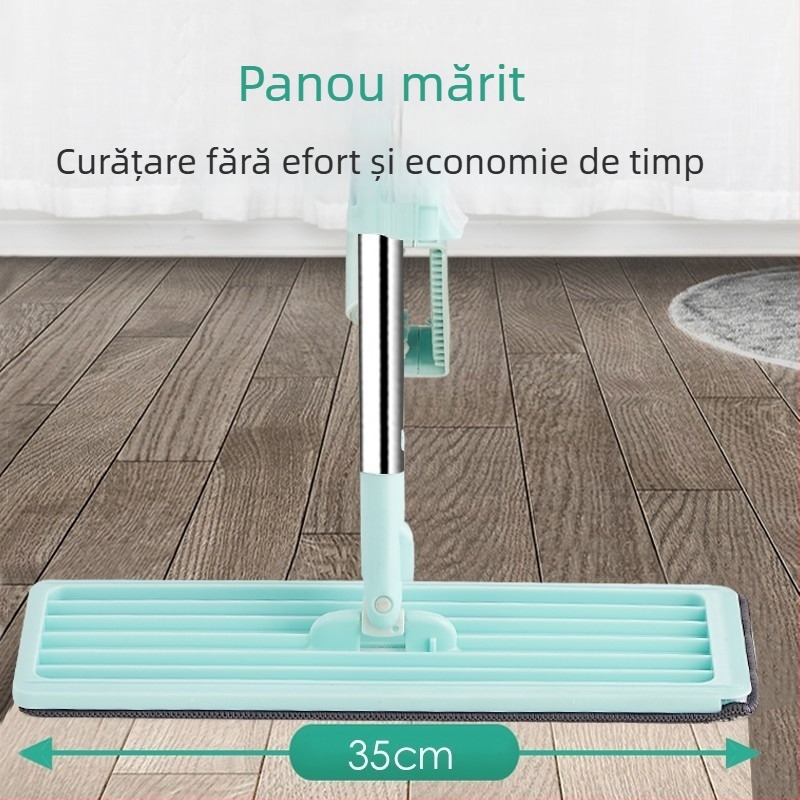 Mop plat, fără atingere, pentru curățare uscată și umedă a podelelor din lemn, dimensiune mare
