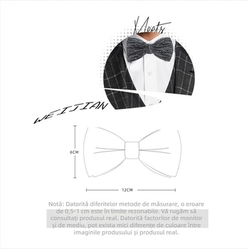 Papion din mătase în nuanțe aurii și argintii pentru bărbați, cu boutonniere – accesoriu formal pentru sacou