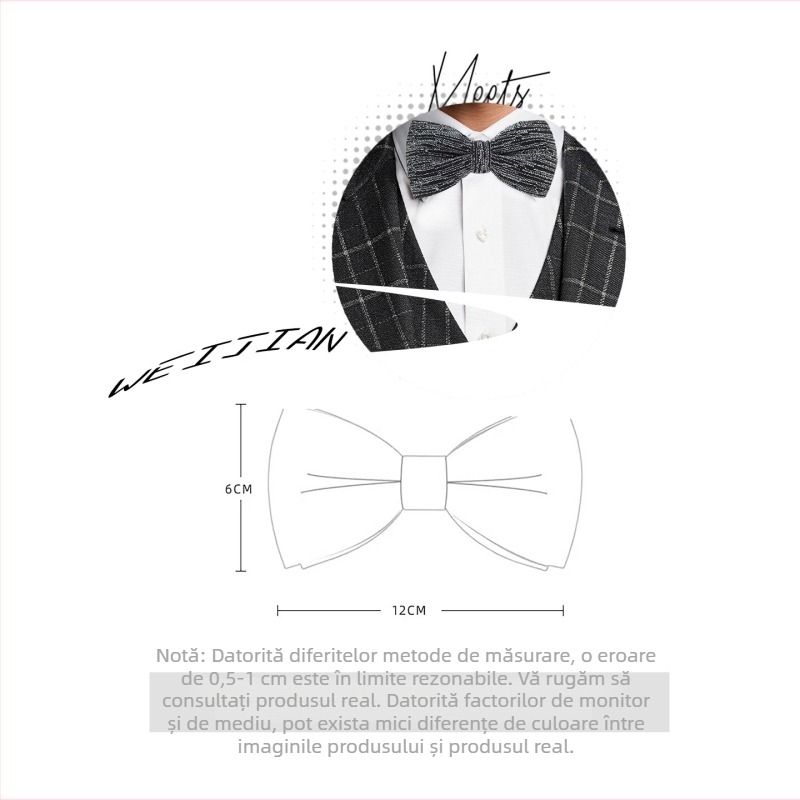 Papion din mătase în nuanțe aurii și argintii pentru bărbați, cu boutonniere – accesoriu formal pentru sacou