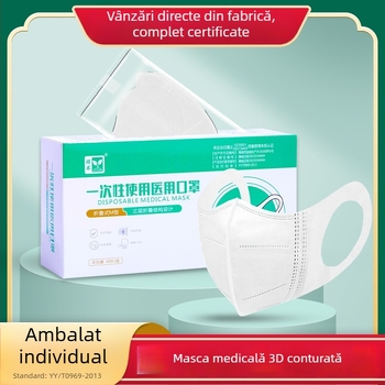 Mască facială 3D de nivel medical pentru adulți, de unică folosință, ambalaj individual