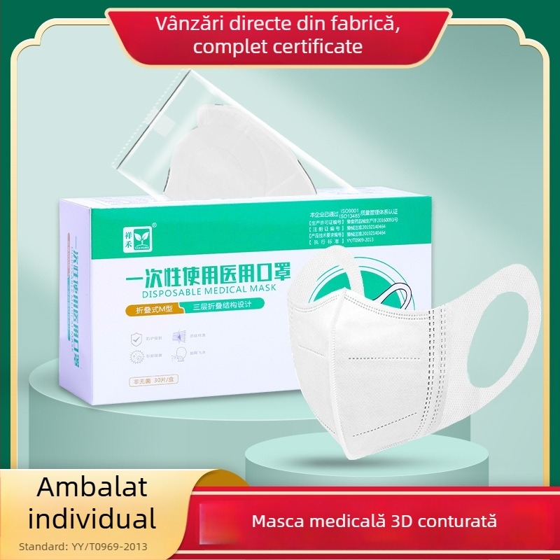 Mască facială 3D de nivel medical pentru adulți, de unică folosință, ambalaj individual